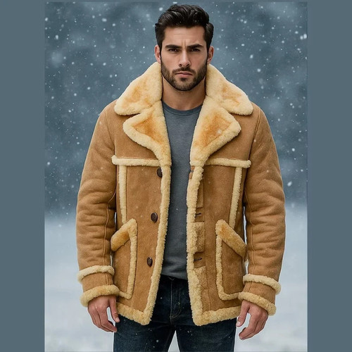 Men shearling leather - leather, jacket